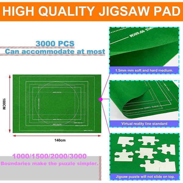 Jigsaw Puzzle Rulle Måtte, Acsergery 55\"x 39\" Puzzle Opbevaring Filt Måtte Opbevar Jigsaw Puslespil Op Gave