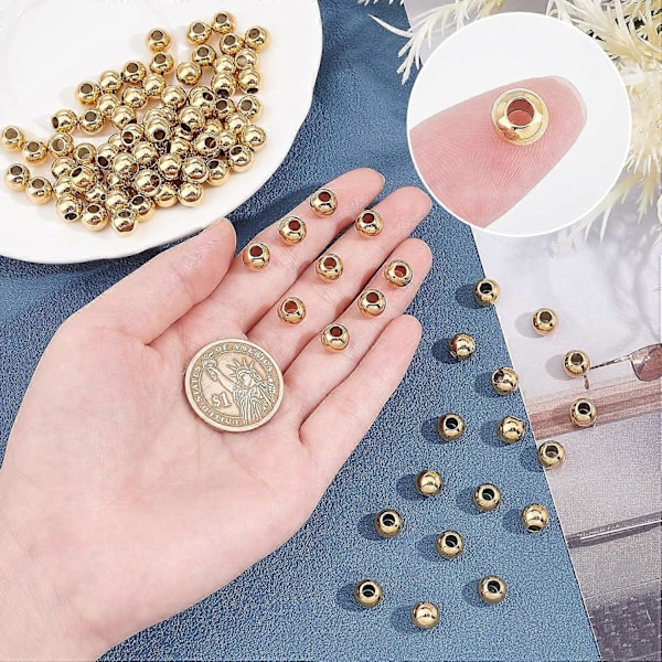 100 st 8mm 304 Rostfritt Stål Glatta Runda Metall Distanspärlor Lösa Pärlor för DIY Smyckestillverkning