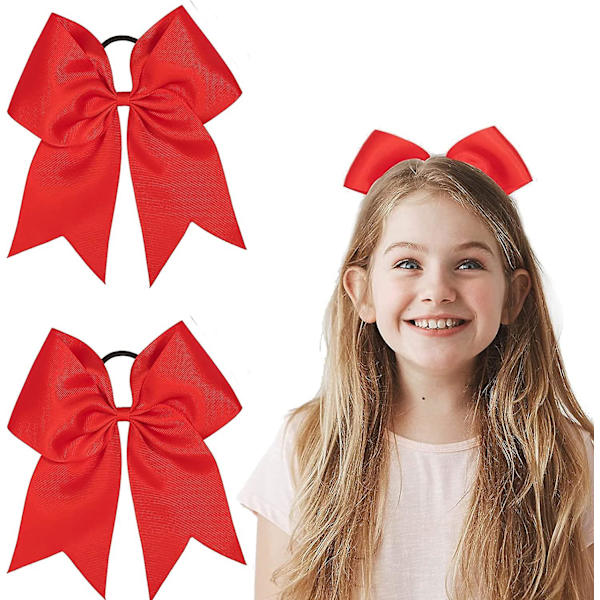 Röda hårrosetter, 2 st 7,09 tum stora rosetter röda hårband för flickor kvinnor, skola Red Bow Bands