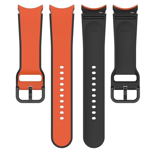 Andningsbar mjuk silikonklockarmband för Samsung Galaxy Watch6 40/44mm/ Watch 4/5 40/44mm /5 Pro 45mm Orange  Black