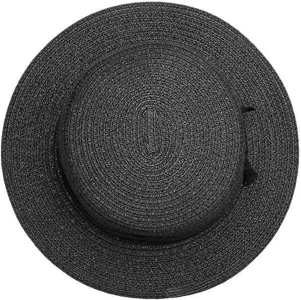 Dame Bowknot Stråhat Sommer Fedoras Boater Solhat Black