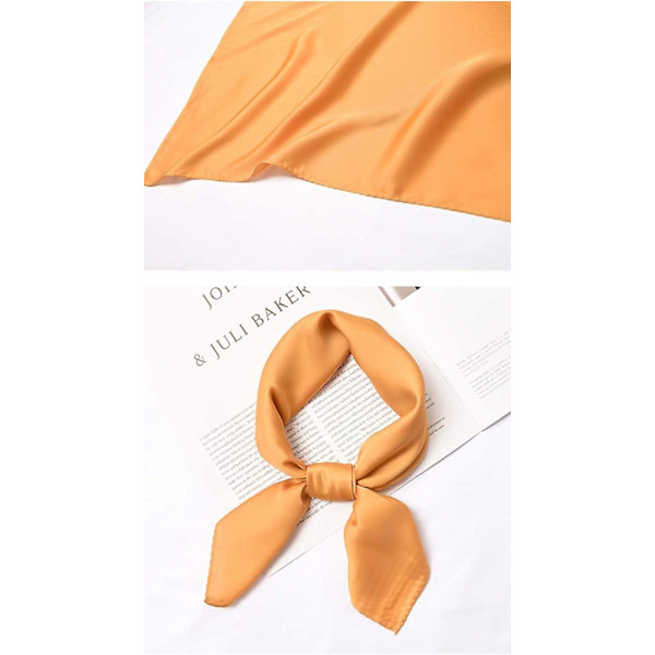 Dam silkesliknande enfärgad fyrkantig Olaof-halsduk mode satin nackhår slips band Yellow