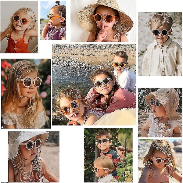 Sommer Polariserede UV Beskyttende Børnesolbriller Retro Runde Børn Polariserede Solbriller UV 400 P Dark Brown