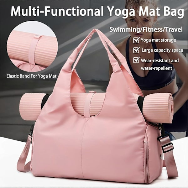 Yoga Mat Bag Stor Yoga Mat Tote Sling Bärväska med Fickor Passar Mattor med Skofack och Fuktbeständigt Fack Dam Pilates Gymväska med Justerbar Matrem grey