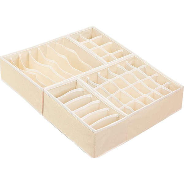 Simple Houseware Skuffeinddeling til undertøj, 4 stk., Beige
