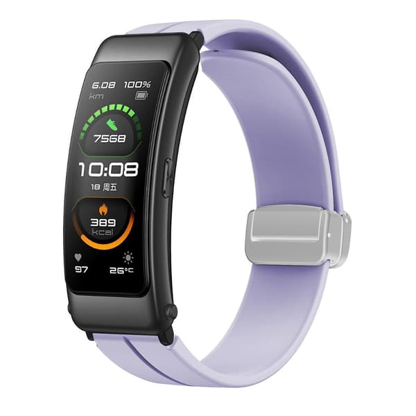 För Keep B4/Huawei Watch Fit Mini klockarmband 16mm silikon handledsrem, silver fällbart spänne Purple