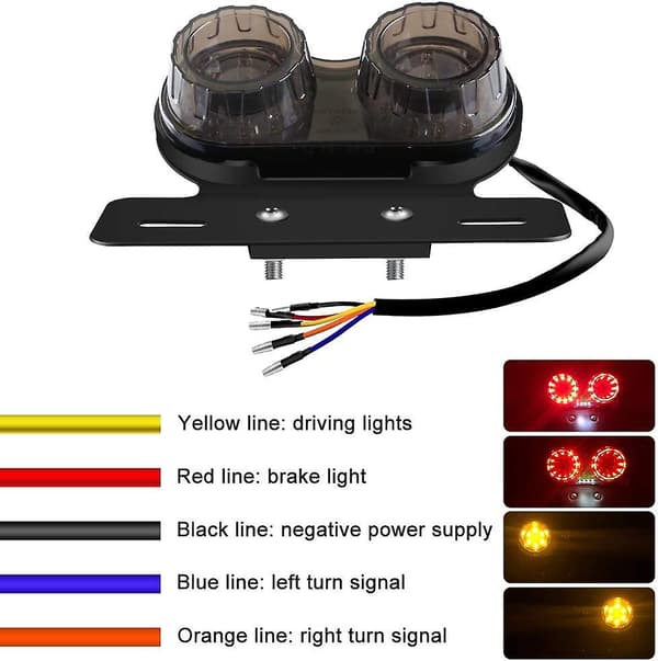 Motorsykkel LED Baklys Brems Blinklys Skiltholder