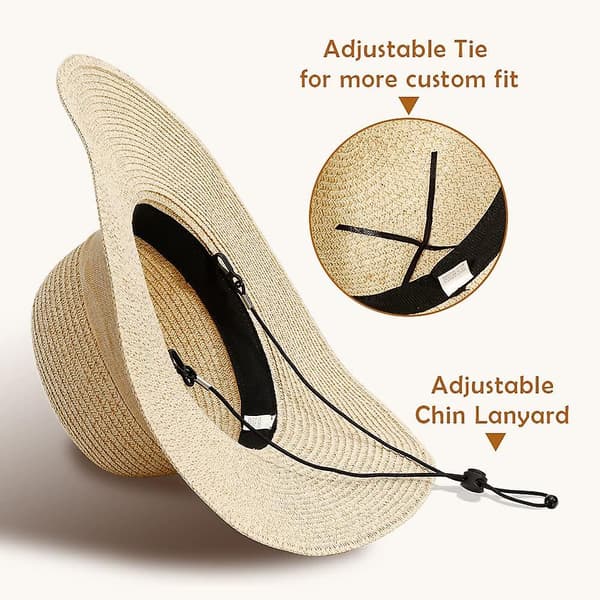 Dame Strand Solhat i Strå: Store Sammenfoldelige & Pakbare Floppy Hatte til Kvinder Style 1