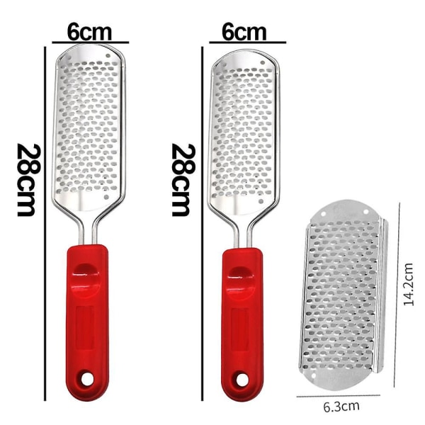 2 Fotrasper i metall (fotfil) + 1 gratis erstatningsblad 2 red handle file * 1file large hole