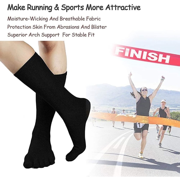 Tåstrumpor för män för löpning Five Finger Strumpor med Cotton Athletic 3-4-pack