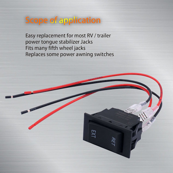 Momentan Strømbryter med Reversert Polaritet, Vippebryter, DC Motorstyring DPDT 4 Pin(ON)-Off-(ON) 20A 12V DC RV Bryter med Ledninger