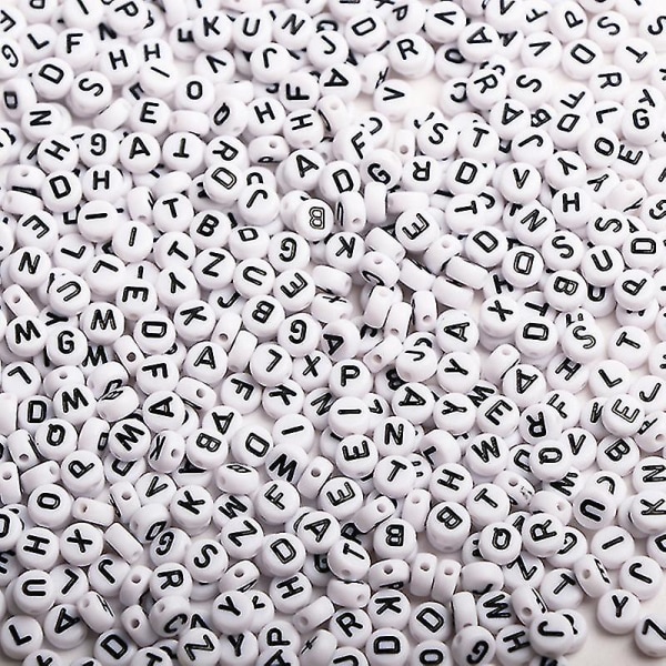 Alfabet Perler 500 Farverige Bogstav Perler Regnbue Trænings Perler Til Smykkefremstilling White