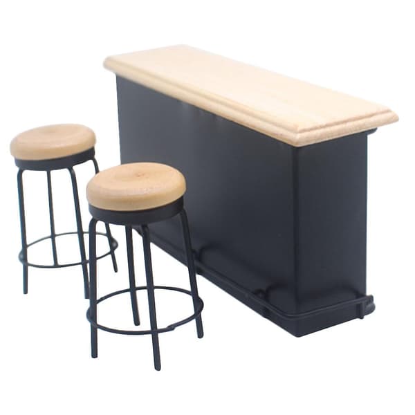 1 set Miniatyr Lekset Dockhus Möbel Mini Trä Bar Disk Bänk Stol