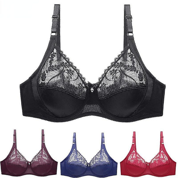 Spets sexig bh för kvinnor, enfärgad, urringad underkläder, kvinnor, ultratunn, tjock c d-kupa, soutien gorge, plus size, underkläder White 80c
