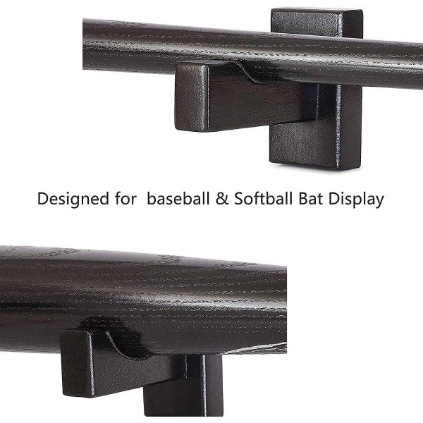 Basebollträ displayfodral, väggmonterad solid handgjord horisontell rack för baseboll softboll display