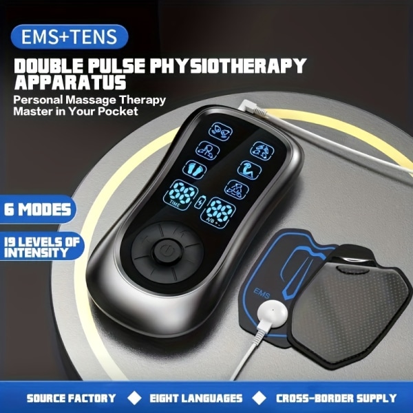 Ny uppladdningsbar muskelstimulator med tiotals enheter Smärtlindring EMS Electric Pulse Impulse Mini Helkroppsmassageapparat med 6 massagelägen för män och kvinnor