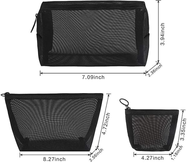 3 Stykker Mesh Kosmetiktaske Mesh Makeup Tasker Mesh Lynlåspose Til Kontorer Rejser