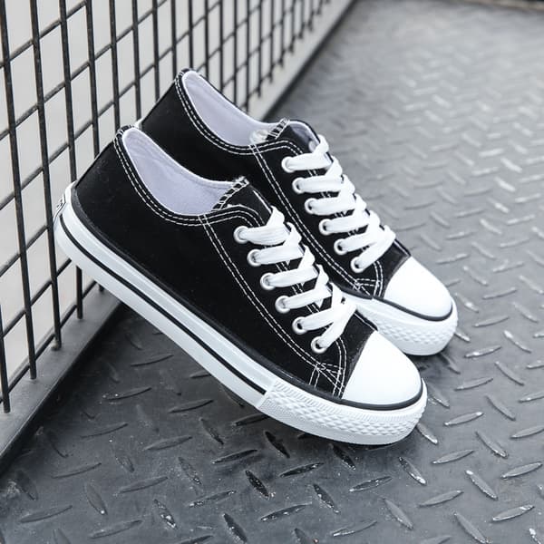 Dame Canvas Mode Sneakers Søde Lave Sko Komfortable Canvas Gåsko Til Damer EU 43 black