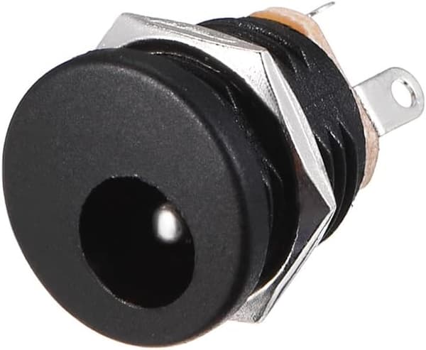 sourcing map DC-022 5.5mmx2.1mm DC Strømstik Socket 3 Ben Hun Panelmonteringsstik 15 stk