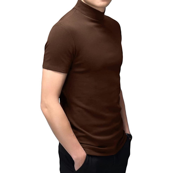 Herr T-shirt Kortärmad Polo Neck Basic Mock Turtleneck Slim Fit Solid Toppar