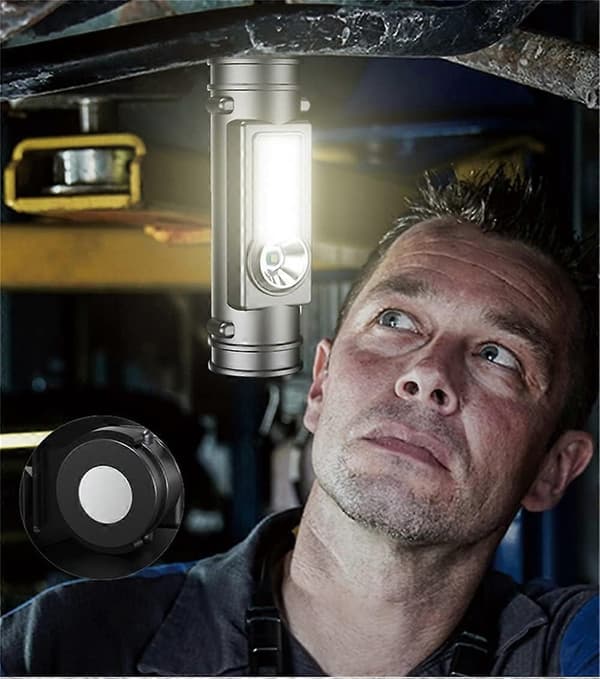 Set med 2 18650 COB LED-pannlampor med USB-laddningsbart batteri