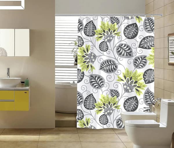 Duschdraperi 150 X 200cm Mögelresistent Vattentät Polyestertyg Blommor Badrum Duschdraperi Foder Lång Tvättbar Badgardin Med Krokar, W
