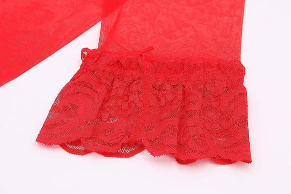 Ruofeng Søte Sexy Lange Strømper 8cm 2 Par Red One Size