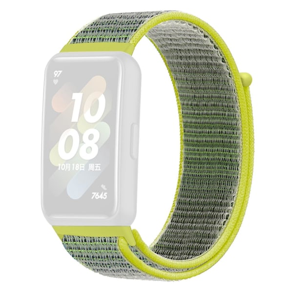 Nyloninen kellon ranneke Huawei Band 7:lle, säädettävä lenkkikiinnitys, vaihdettava urheiluranneke Green Yellow