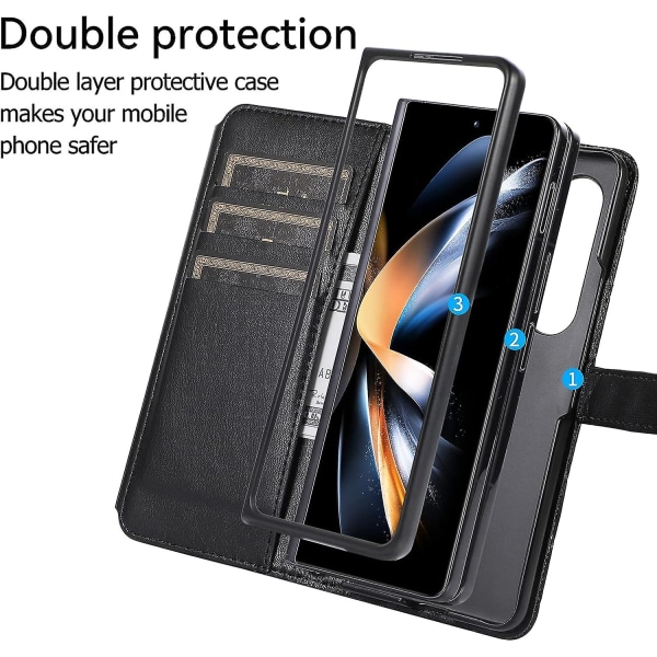 Z Fold 5 Case, Lyxigt Pu Läder Dragkedja Kortplats Case Kompatibel Samsung Galaxy Z Fold 5 Med Crossbody Lanyard Present Green For Galaxy Z Fold 5