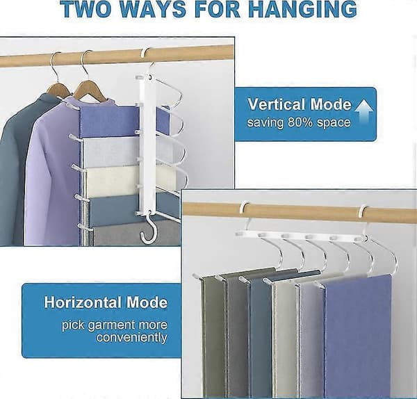Buksehængere Pladsbesparende, 6-lags Multifunktionel Bukseholder 2pcs