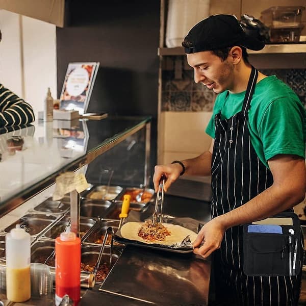 Server midjeveske, restaurant servitør tilbehør bag med justerbart belte, verktøy pengeveske arbeids serveringsforkle for servitør servitrise