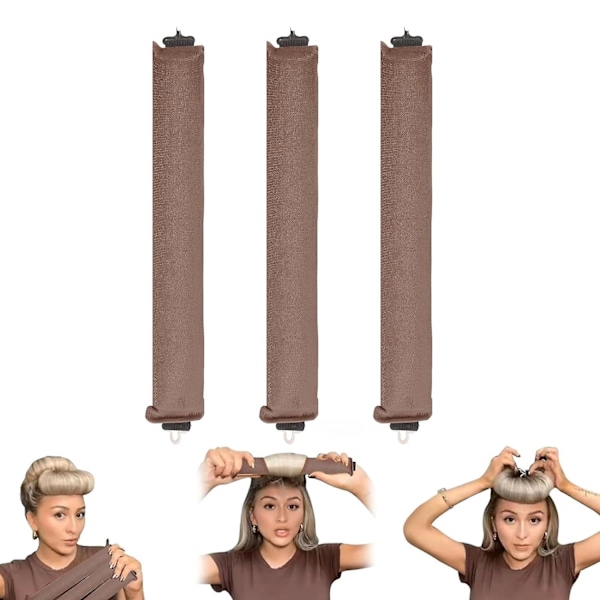 SBSGV 3-pack Värmefria Lockar Hårcurlers, Flexibla Satin Värmefria Långa Hårrullear, Mjuka DIY Våghårrullear Stylingverktyg för Långt Medellångt Hårlås Khaki