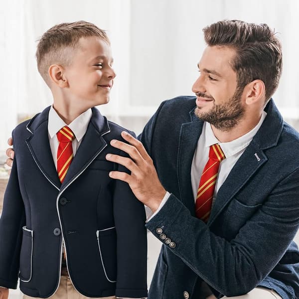 Trollmannskostyme Tilbehørssett Rød og Gull Trollmann Stripe Hodebånd Slips Briller, Skoleuniform Slips Retro Runde Briller Hodebånd