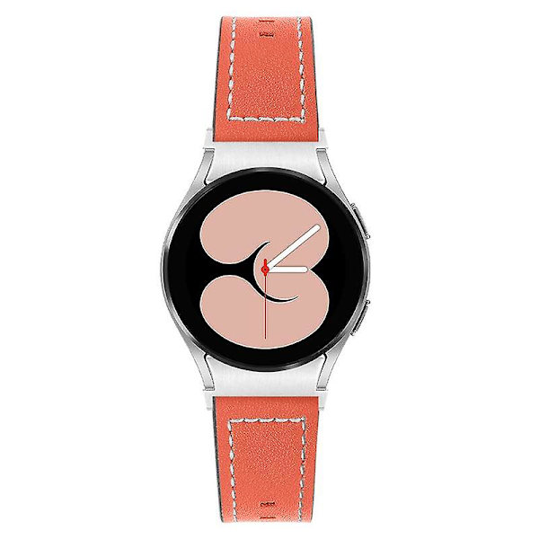 Justerbar udskiftningsurrem i læder til Samsung Galaxy Watch4 Classic 42/46mm/ Active 40/44mm Orange