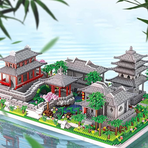 Kina De klassiske hagene i Suzhou Samling Berømt Arkitektur Modell Byggekloss Sett (3930 stk) Mikro Mini Klosser Leker Gaver
