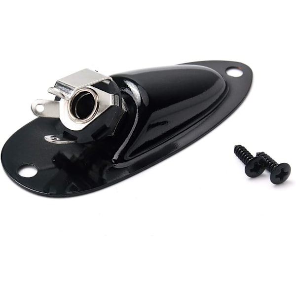 Båd Input Output Jack Plate Socket med Skruer til Fender Strat Guitar Sort