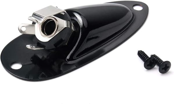 Båt Input Output Jack Plate Socket med Skruer for Fender Strat Gitar Svart