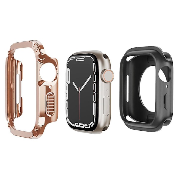 TPU+PC-fodral för Apple Watch Series 6 5 4 SE SE (2022) 44mm/8 7 45mm, stöttåligt skydd Rose Gold
