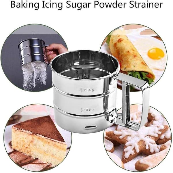 Enhands rostfri florsocker-shaker florsocker-sil kökredskap