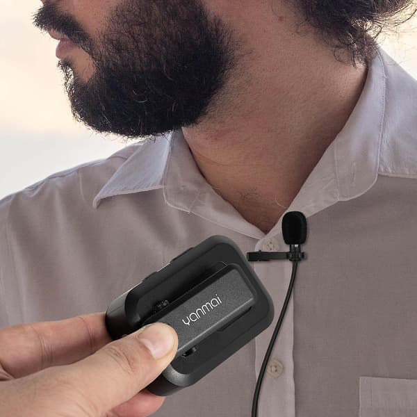 Trådløs Støjreducerende Mikrofon Bluetooth Lavalier Revers Mikrofon med Hovedtelefoner