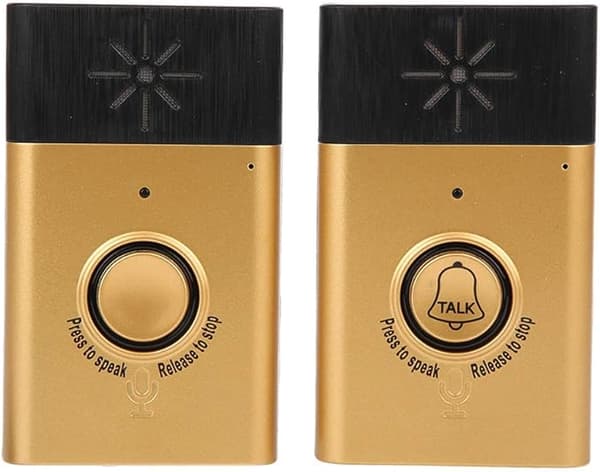 Portabel Trådlös Röstintercom Tvåvägs Samtal Dörrklocka Mobil Inomhus/Utomhus Klocka Interfon System för Hem Säkerhet, Guld