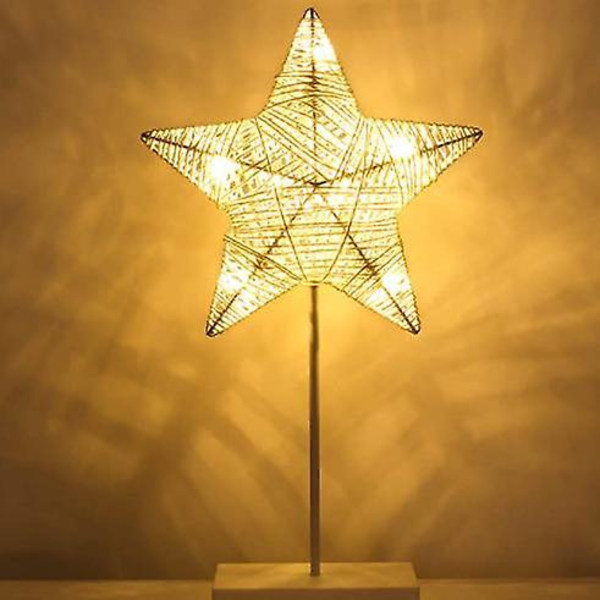 LED Stjerne Rattan Hul Form Bordlampe Juledekoration size5