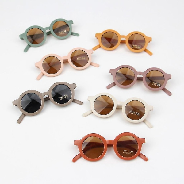 Sommer Polariserede UV Beskyttende Børnesolbriller Retro Runde Børn Polariserede Solbriller UV 400 P Dark Brown