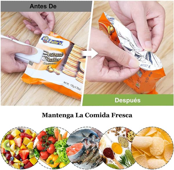 Plastpåseförseglare, USB-laddningsbar förseglare, bärbar snacks plastpåseförseglare, handtrycksförseglingsklämma (vit)