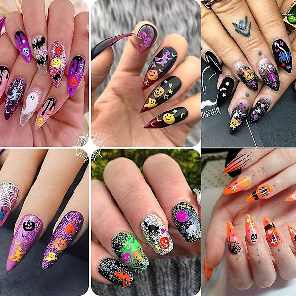 Halloween-kynsitaidesequinsit, kynsien suunnittelu Halloween-juhliin style 3