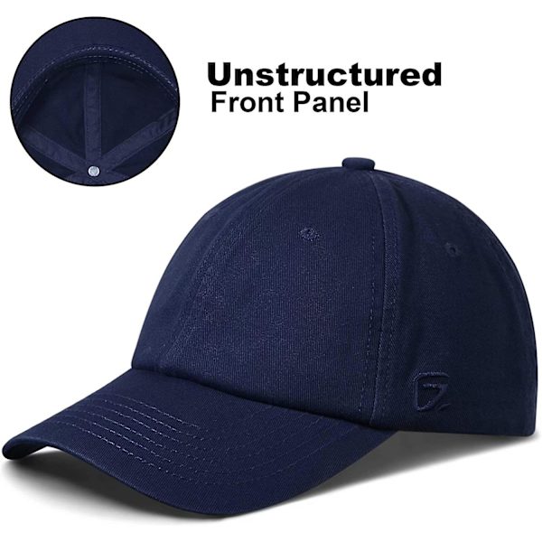 Bomulds Baseball Kasket Ustruktureret Unisex One Size Navy Blue