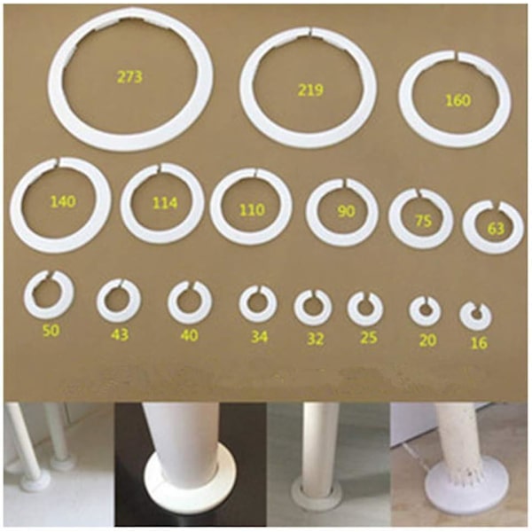 4 kpl Seinälaipan ulkohalkaisija Laippa Helppo asennus Muovinen patterin peitelevy Vesiputken viemärilinjan suojus Kaulus Seinäputken suojus Koristelu Pi White 34mm