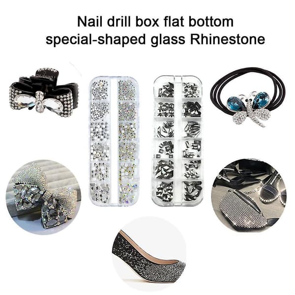 Crystal Rhinestones Flad Bagside 3D Sten Til Negledekoration Håndværk Style 8