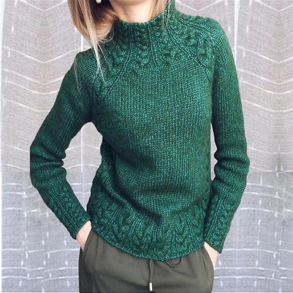 Dame sweater mode ensfarvet hamp mønster strikket sweater til kvinder Wine red Xxxl