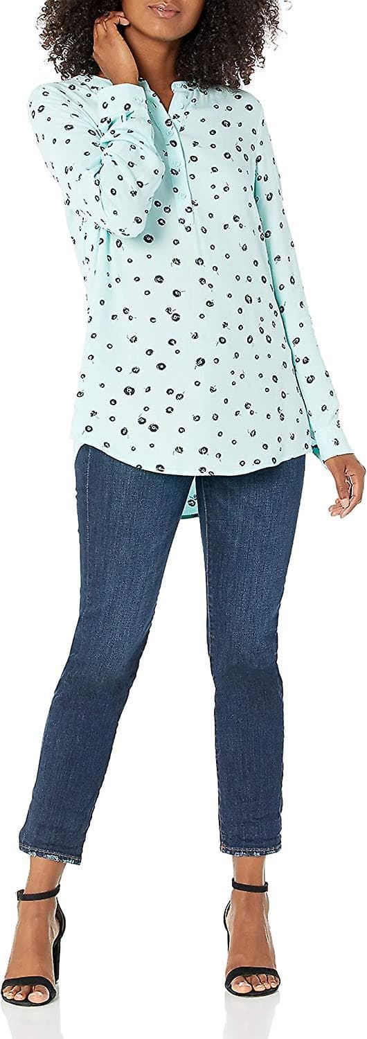 Kvinnors långärmade vävda blus Style 1 XL
